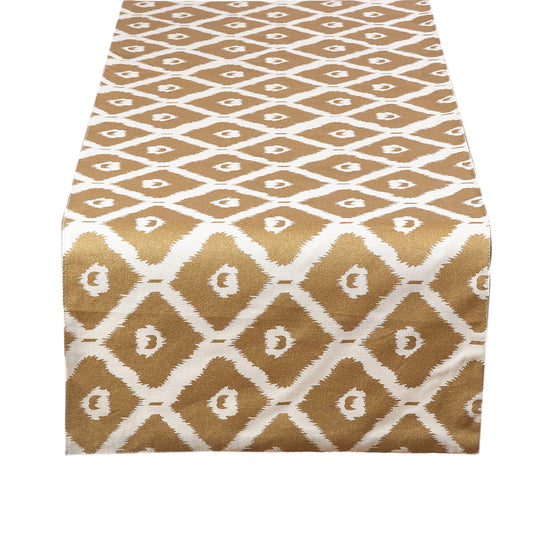Fennco Styles Metallic Ikat Print Decorative Table Runner (16"x72" Table Runner, Gold)